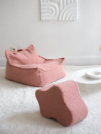 Organische poef | Roze teddystof