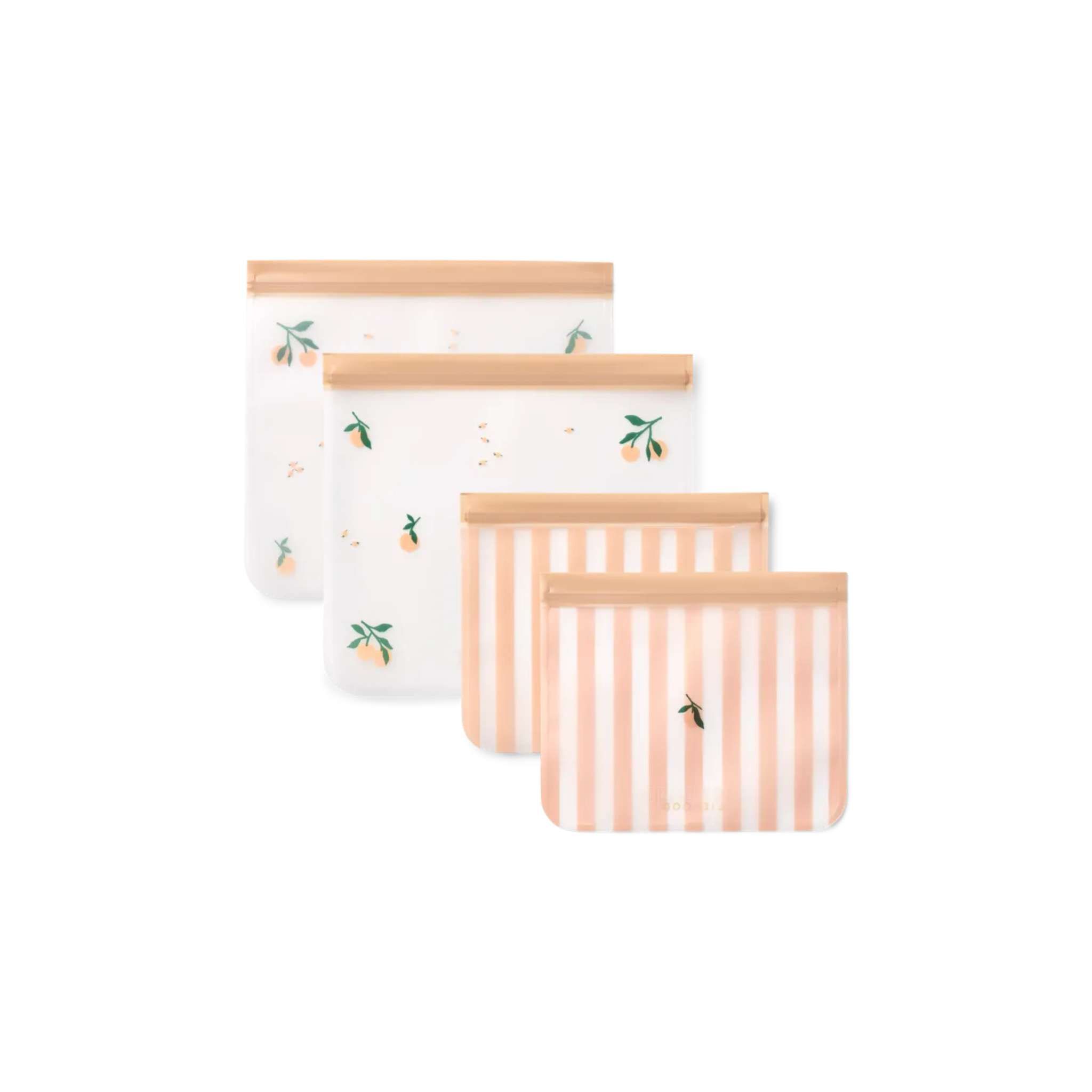 Herbruikbare zakjes | Set van 4 | Peach & sea shell