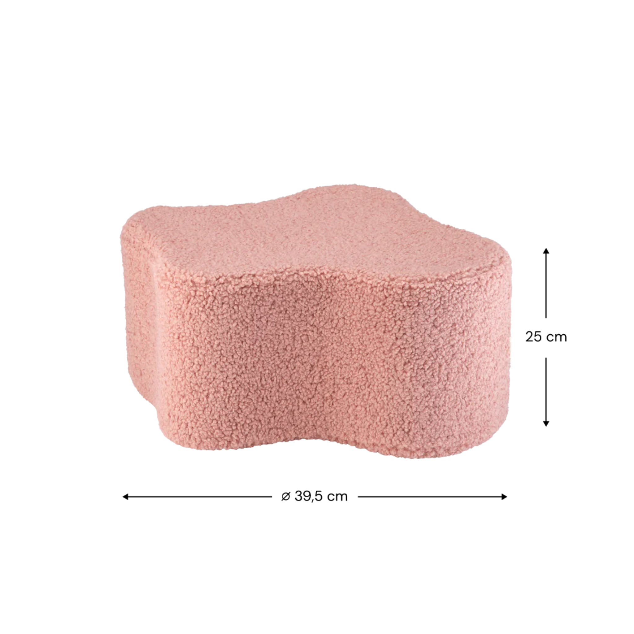 Organische poef | Roze teddystof