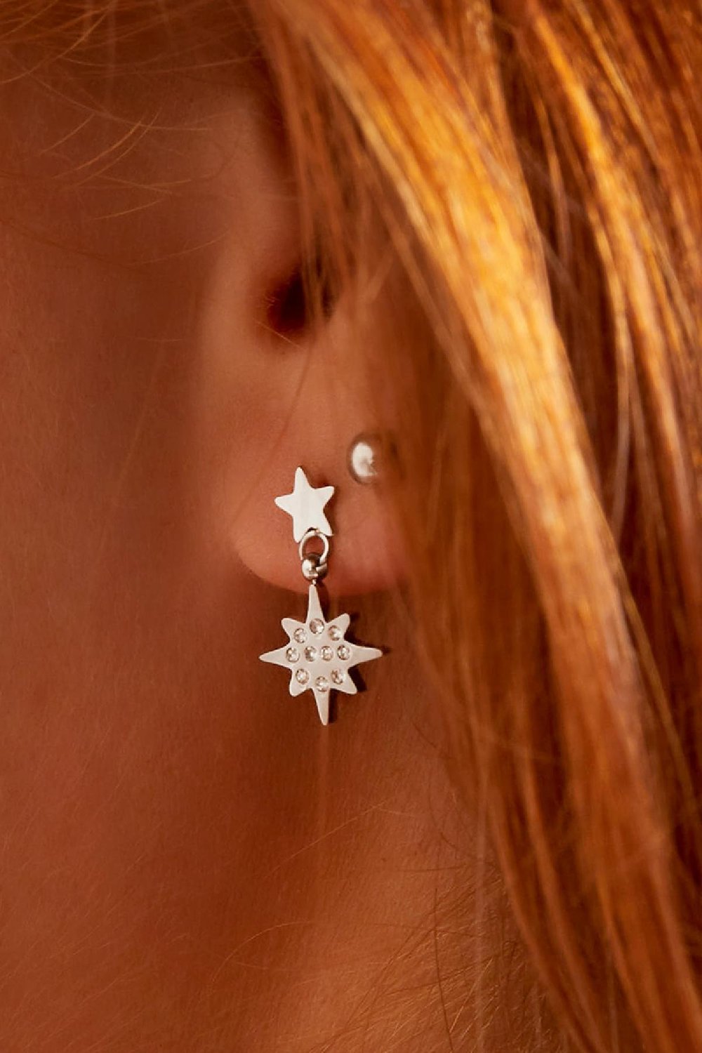 Asymmetrische oorbellen | Moon & star | Zilver