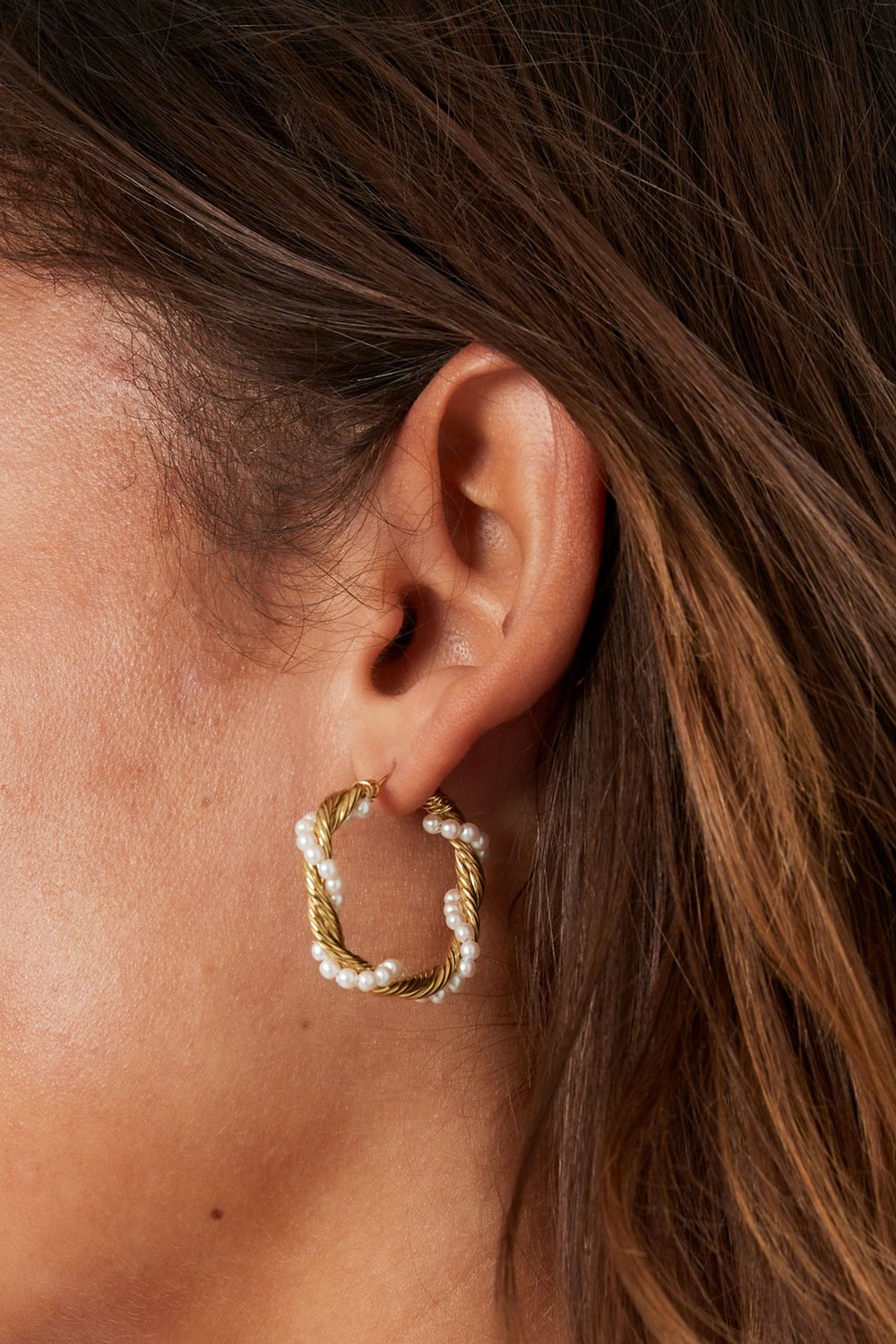 Oorbellen | Pearl twist | Goud