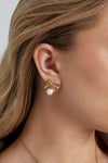 Oorbellen | Pearl bow | Goud