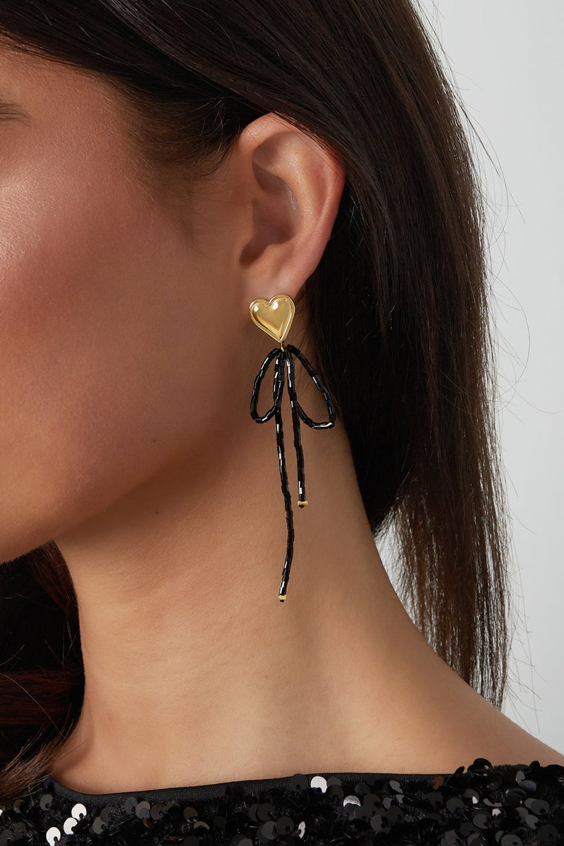 Oorbellen | Bow to my heart | Wit & goud