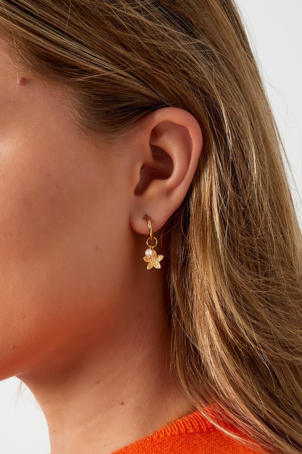 Oorbellen | Pearl blossom | Goud