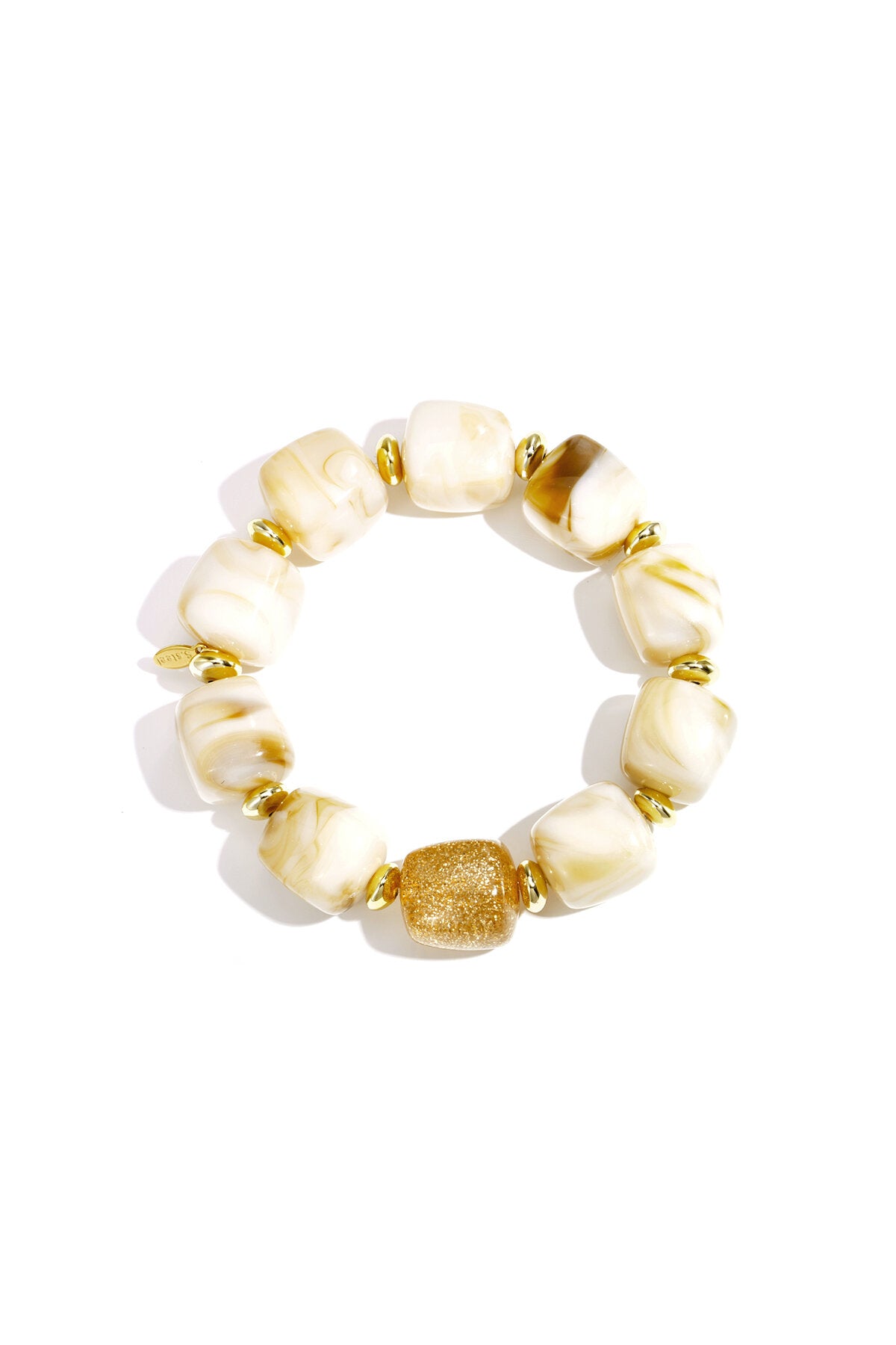 Beaded bracelet with statement glitter bead