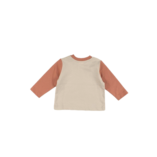 T-shirt met lange mouw | Coral & beige