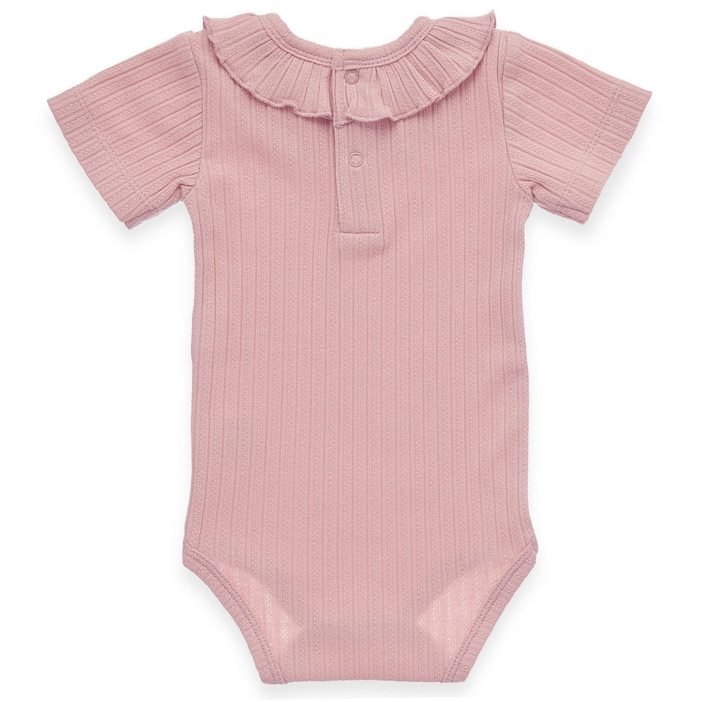 Ruffle romper met korte mouw | Roze