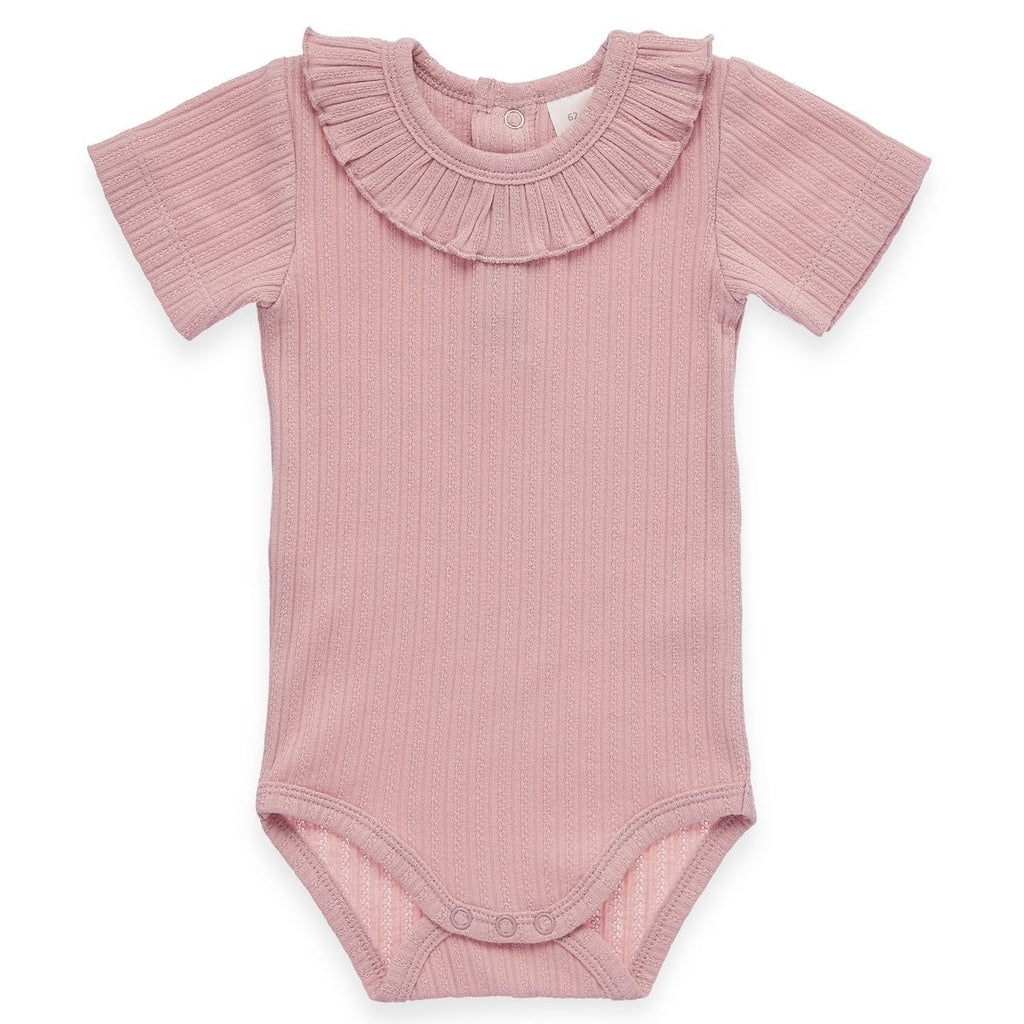 Ruffle romper met korte mouw | Roze
