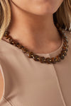 Kralenketting | Chunky heart | Khaki & goud