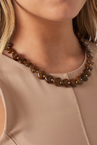 Kralenketting | Chunky heart | Khaki & goud