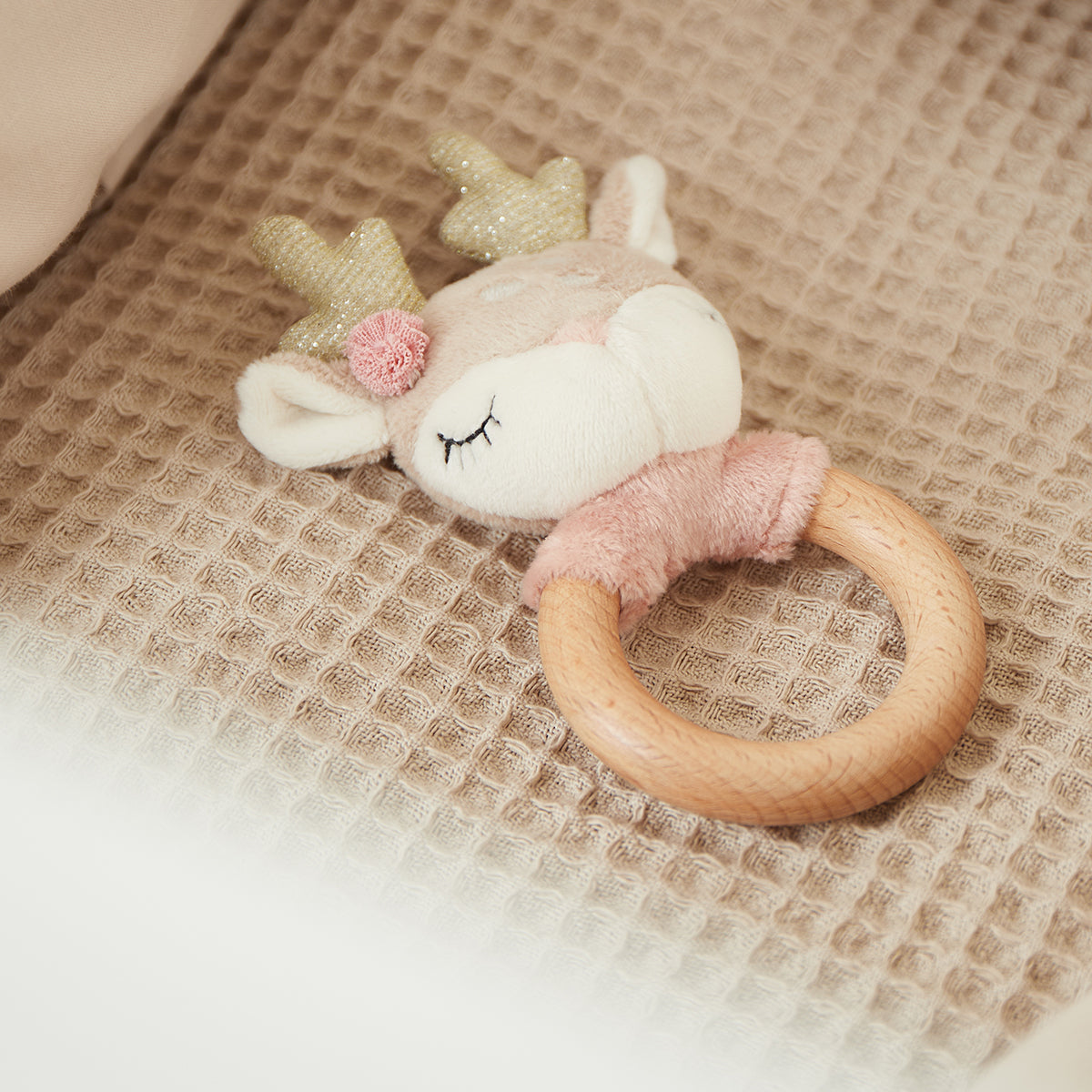 Rammelaar & bijtring hert | Beige & roze