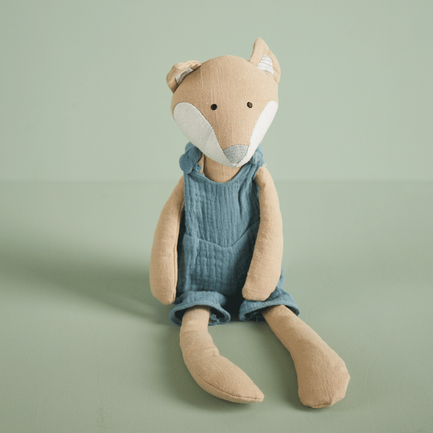 Knuffel vos | Beige & blauw