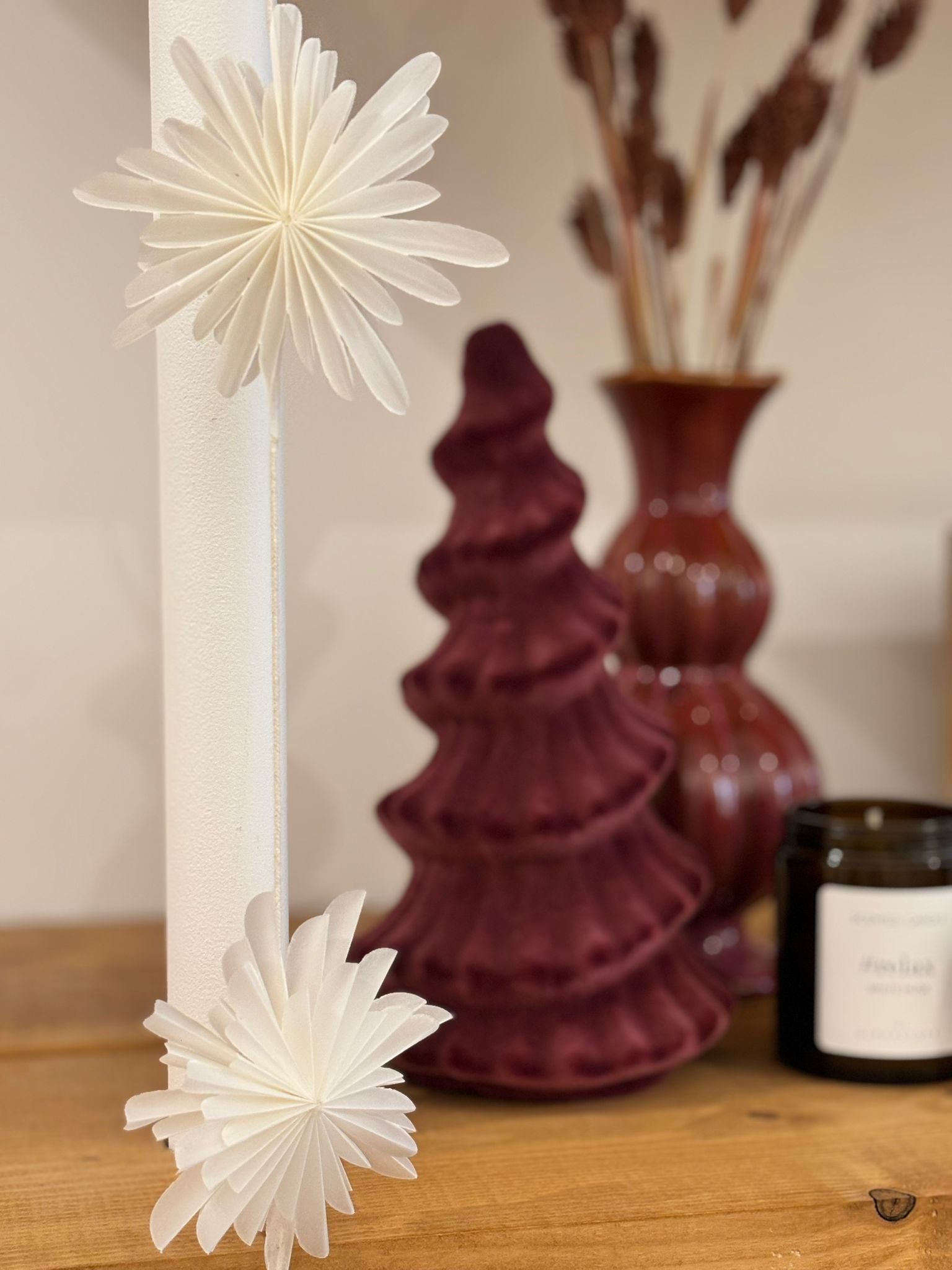 Slinger met papieren sterren | Wit