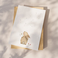 Wenskaart | Konijntje met blaasbloem