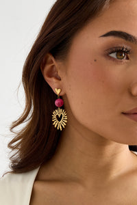Heart earrings with statement bead