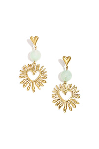 Heart earrings with statement bead