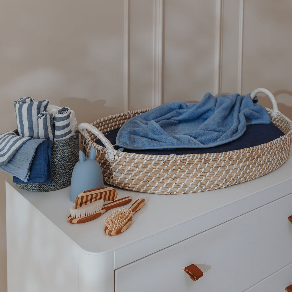 Hydrofieldoek | 30 x 30 cm | Fat stripe | Jeans blue | Set van 2
