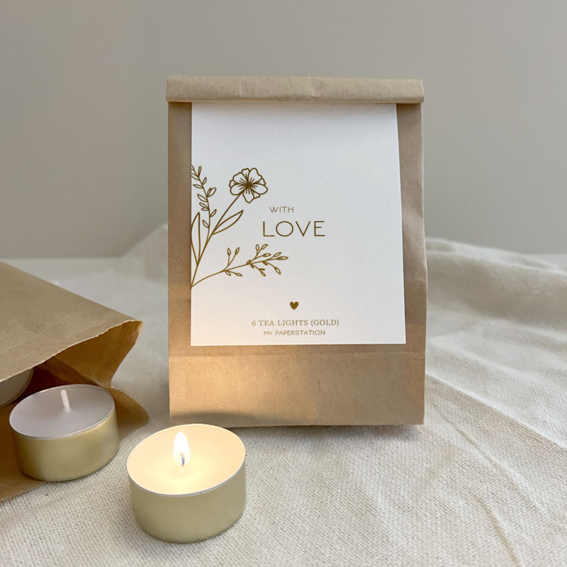 Theelichten in giftbag | With love