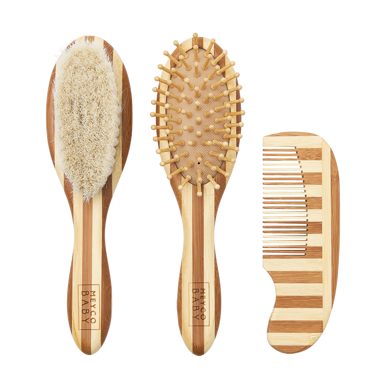 Borstelset | Stripe | Naturel & walnut