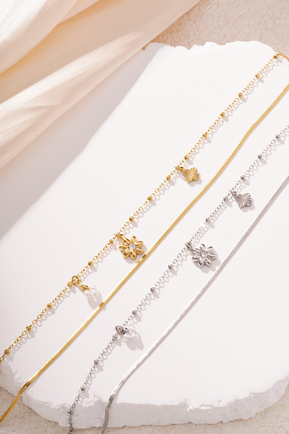 Dubbele armband | Flowerfield | Zilver