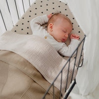 Wiegdeken | Gebreid jacquard | Pure taupe