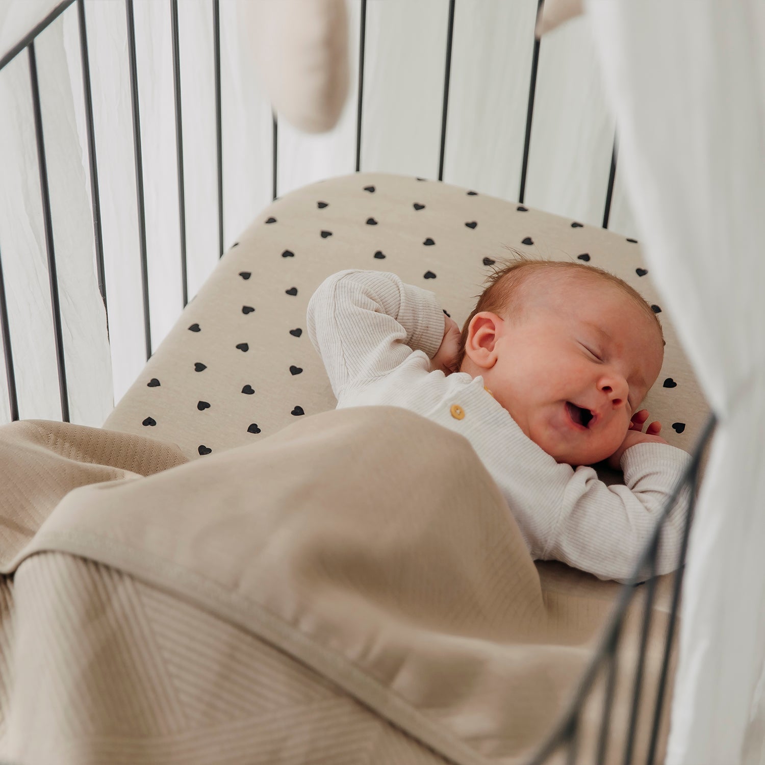 Wiegdeken | Gebreid jacquard | Pure taupe