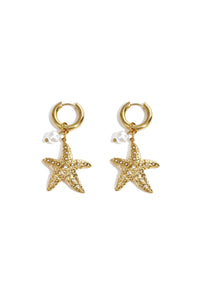 Earrings with starfish and pearl