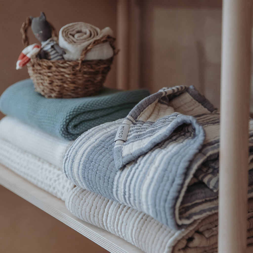 Wiegdeken | Pre-washed hydrofiel | Jacquard stripe | Sand