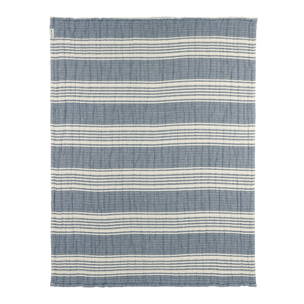Wiegdeken | Pre-washed hydrofiel | Jacquard stripe | Indigo