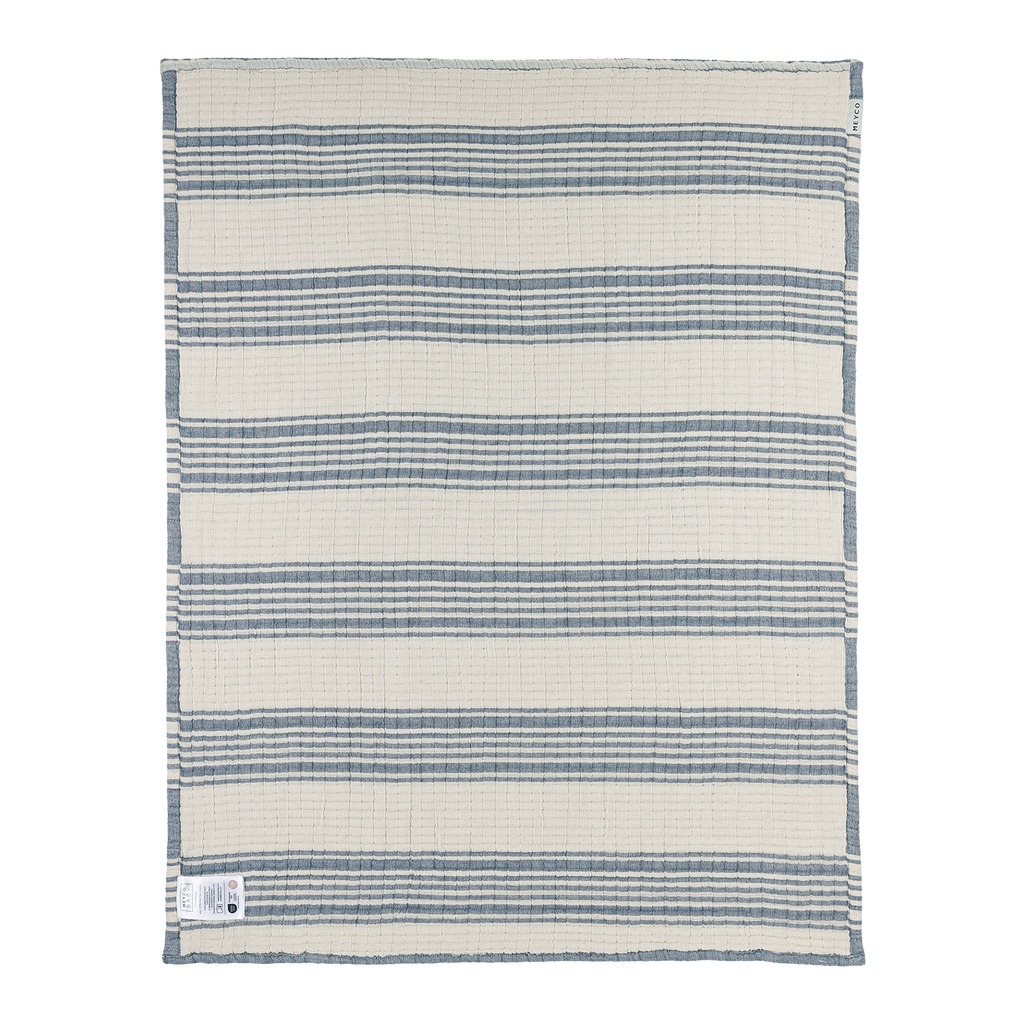 Wiegdeken | Pre-washed hydrofiel | Jacquard stripe | Indigo
