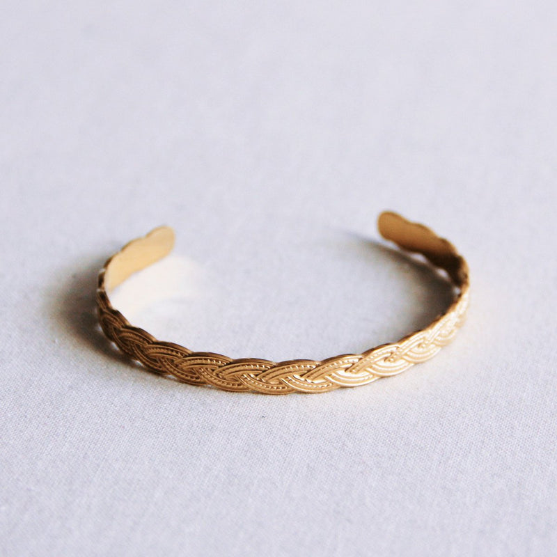 Gouden bangle armband | Gevlochten | Stainless steel