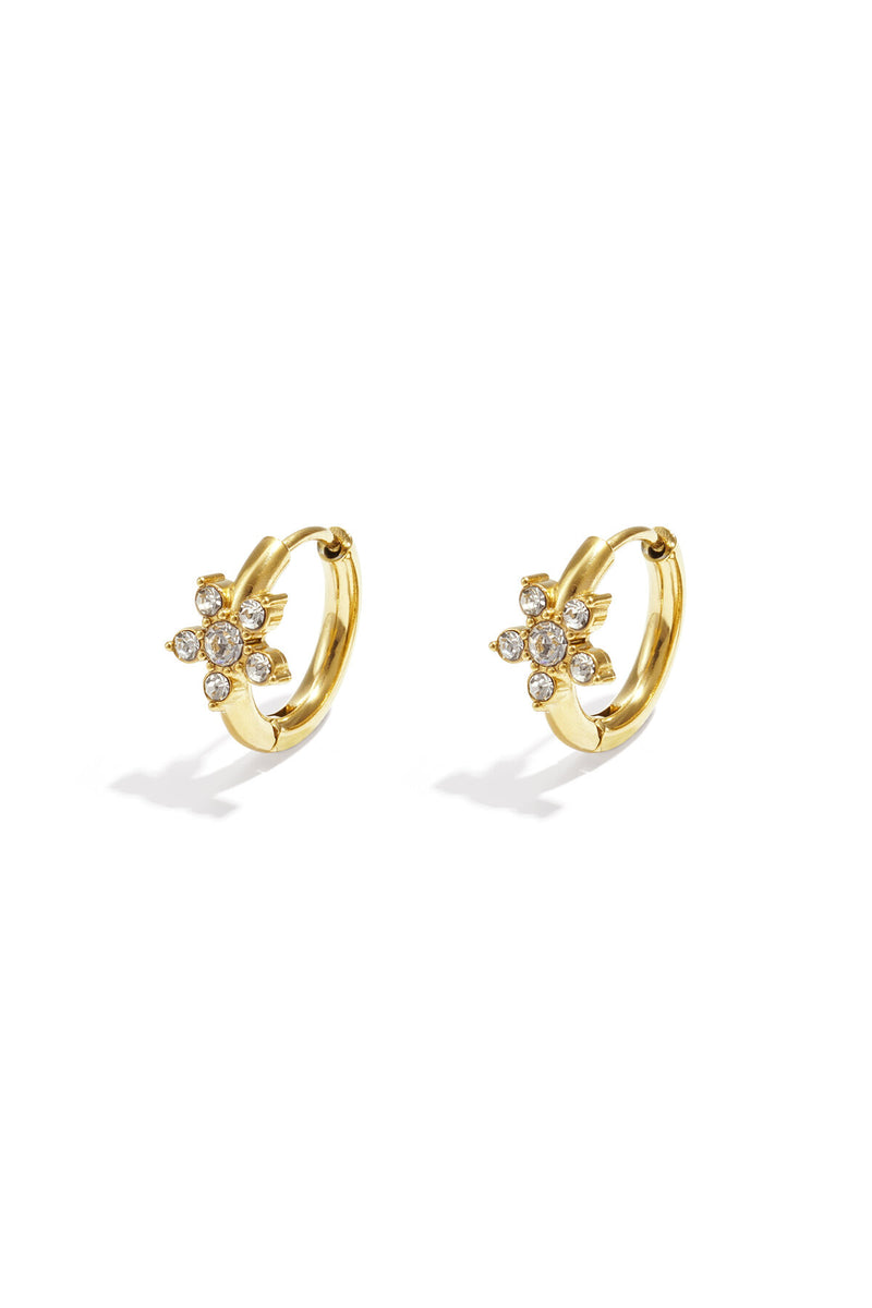Stainless Steel Hoop Earrings Flower Casual Daily Simple Series Women's jewelry