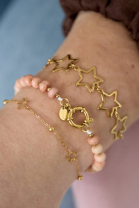 Kralenarmband | Casual glow | Roze & goud