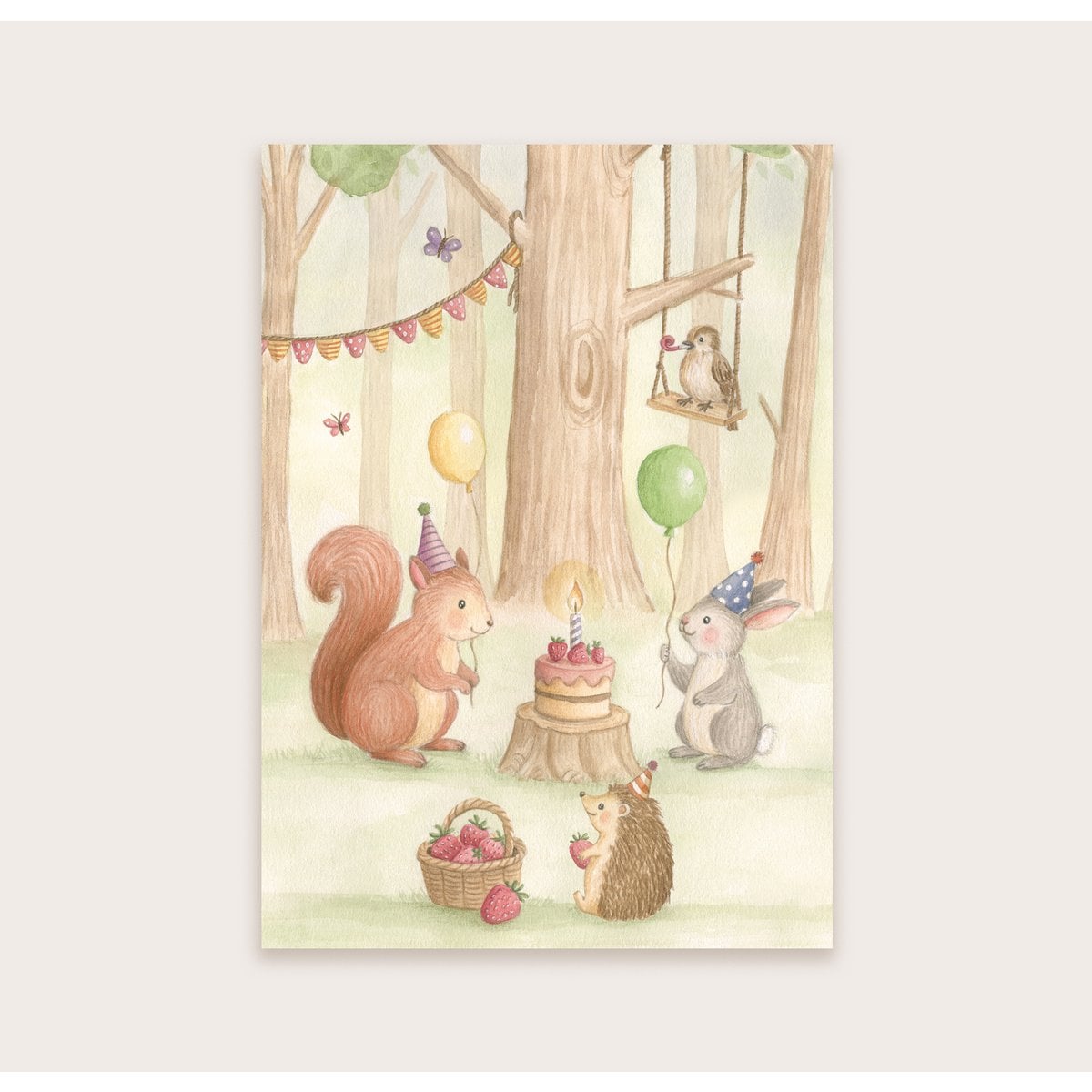 Wenskaart | Feestje in het bos