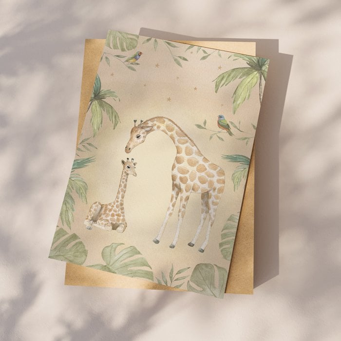 Wenskaart | Tropische giraffen