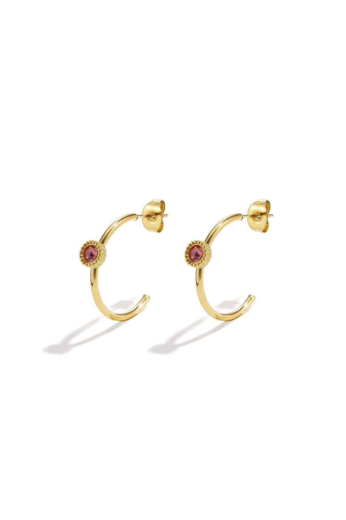 Hoop earrings with round stone