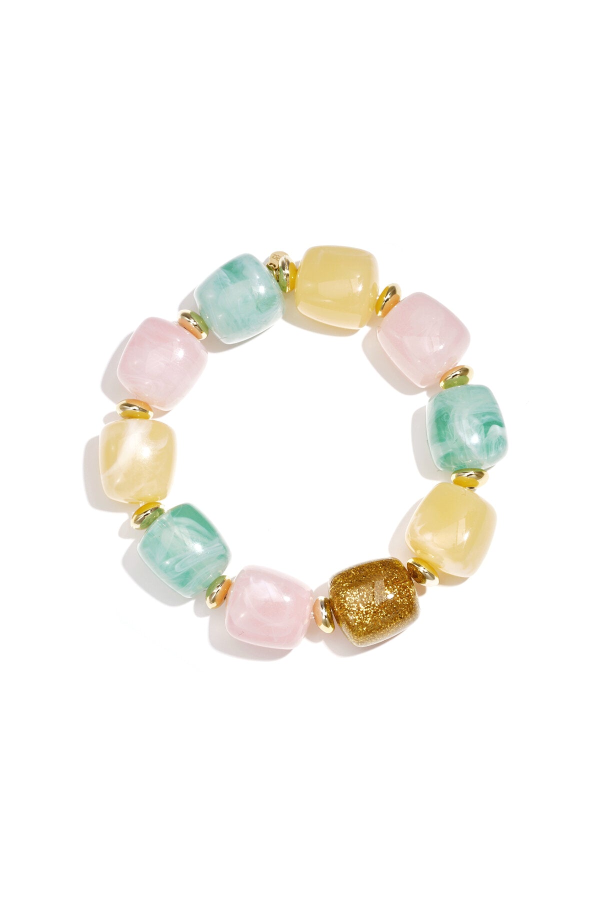 Beaded bracelet with statement glitter bead