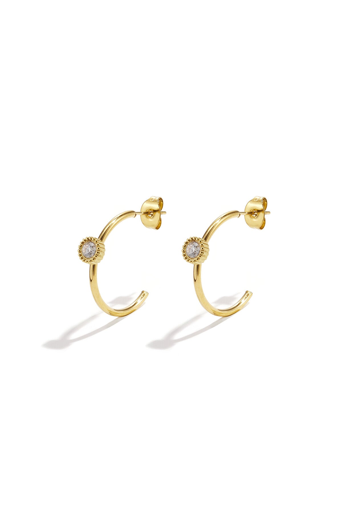 Hoop earrings with round stone