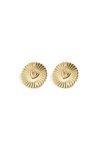 Statement earrings sparkling coin with heart