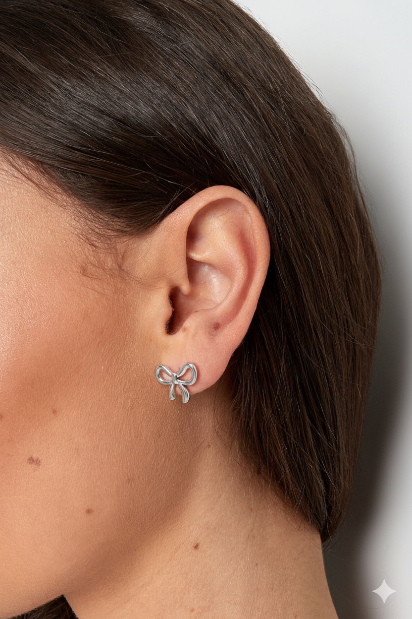 Oorbellen | Cute bow | Zilver