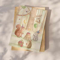 Wenskaart | Feestje in het bos