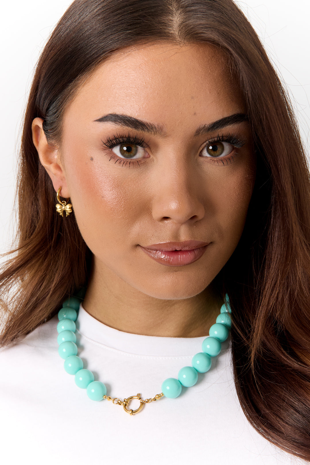 Necklace with large beads and front closure-15mm