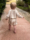 Badstof sweater | Beige gestreept