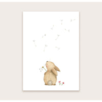 Wenskaart | Konijntje met blaasbloem