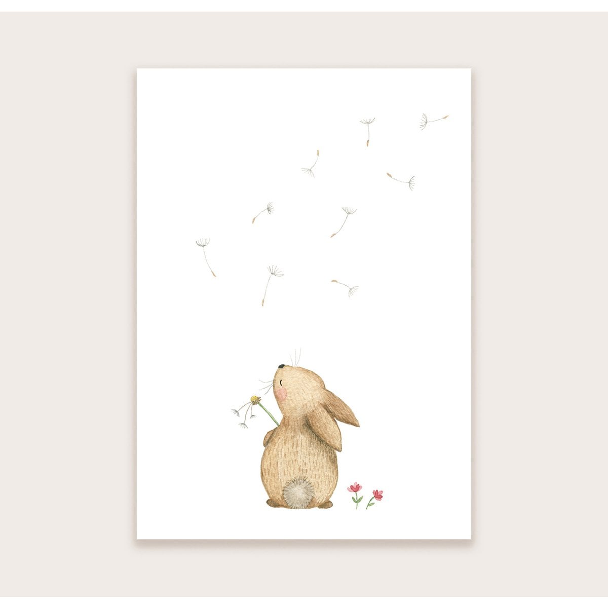 Wenskaart | Konijntje met blaasbloem