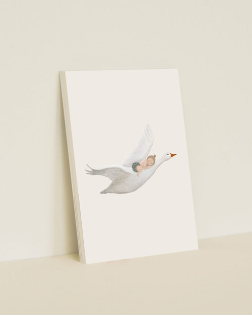Enkele kaart met envelop | Gans met baby