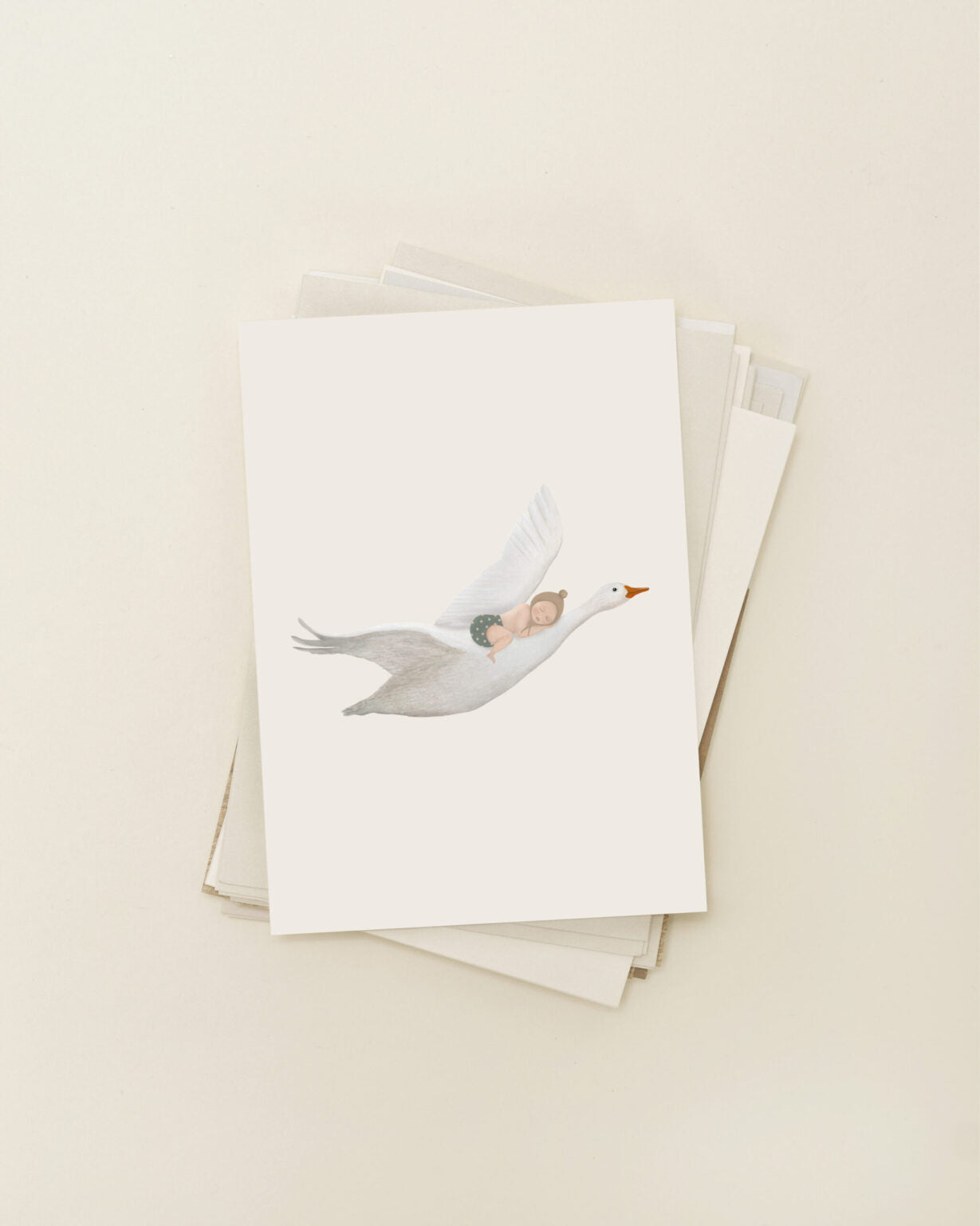 Enkele kaart met envelop | Gans met baby