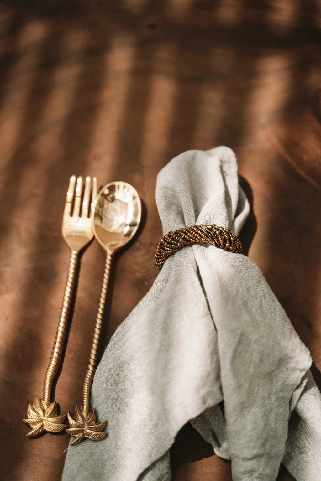 Messing saladelepel | Palm tree | Goud