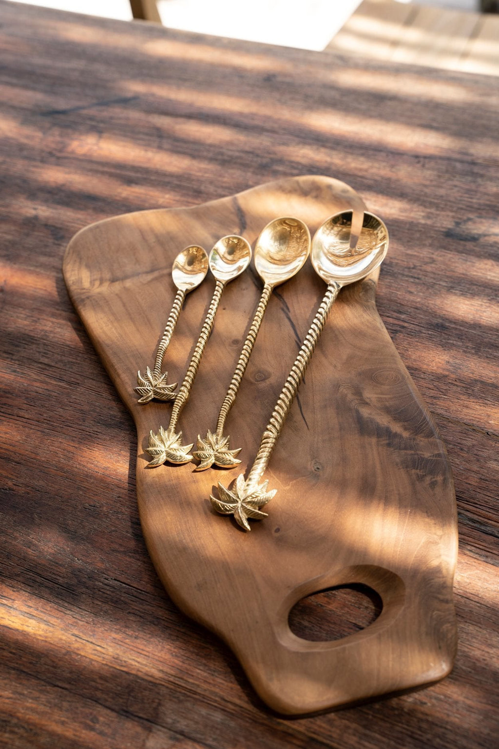 Messing saladevork | Palm tree | Goud