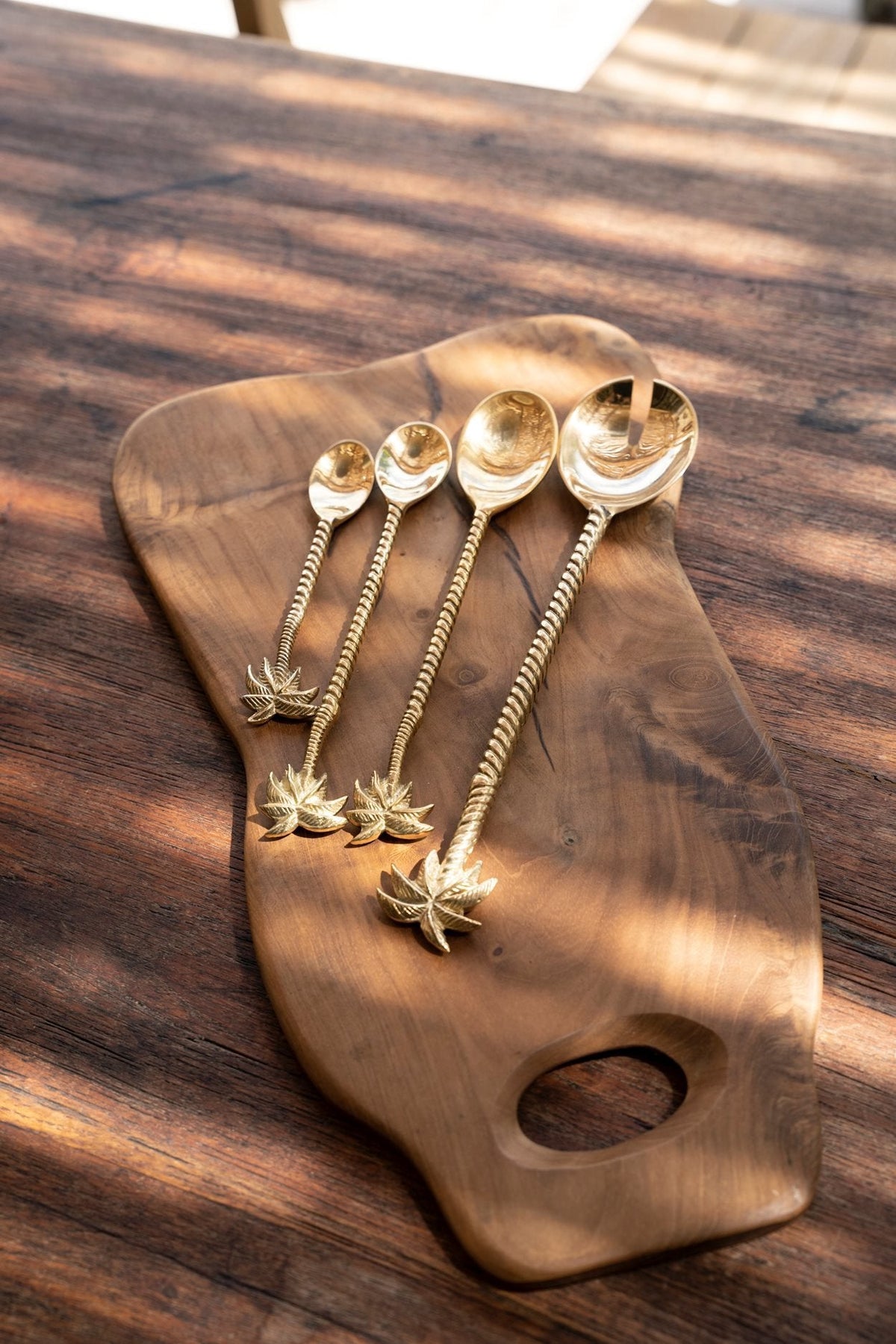 Messing saladevork | Palm tree | Goud